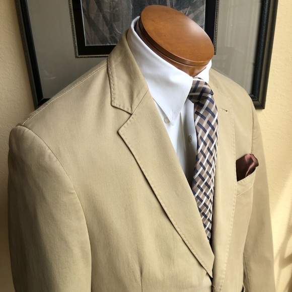 Kroon 2 Button Medium Weight Tan Cotton Jacket Size 40R - Picture 5 of 15